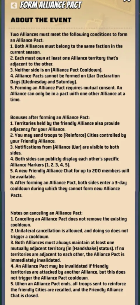 S6 Form Alliance Pact Details