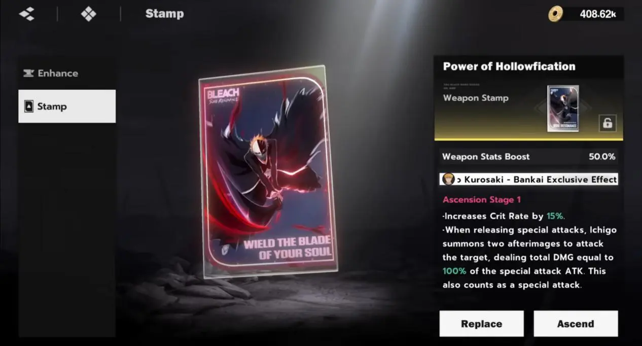 exclusive weapon stamp : Power of Hollowfication