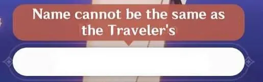 UGC names cannot be the same as your Traveler's name