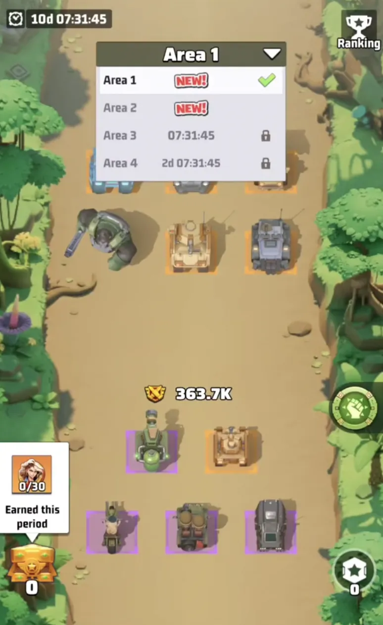 Global Expedition Battle Interface | Area Selection & Stage Progress