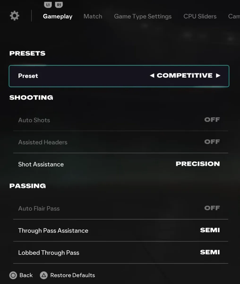 Gameplay Preset: Enable 'Competitive'