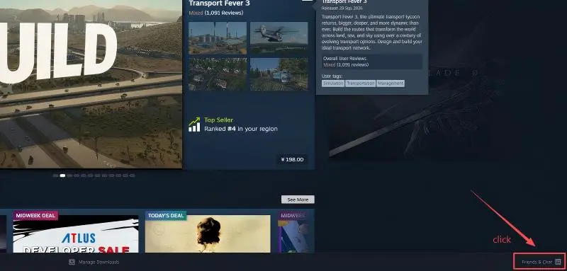 client-1.jpg Steam client homepage, Friends & Chat in the bottom right