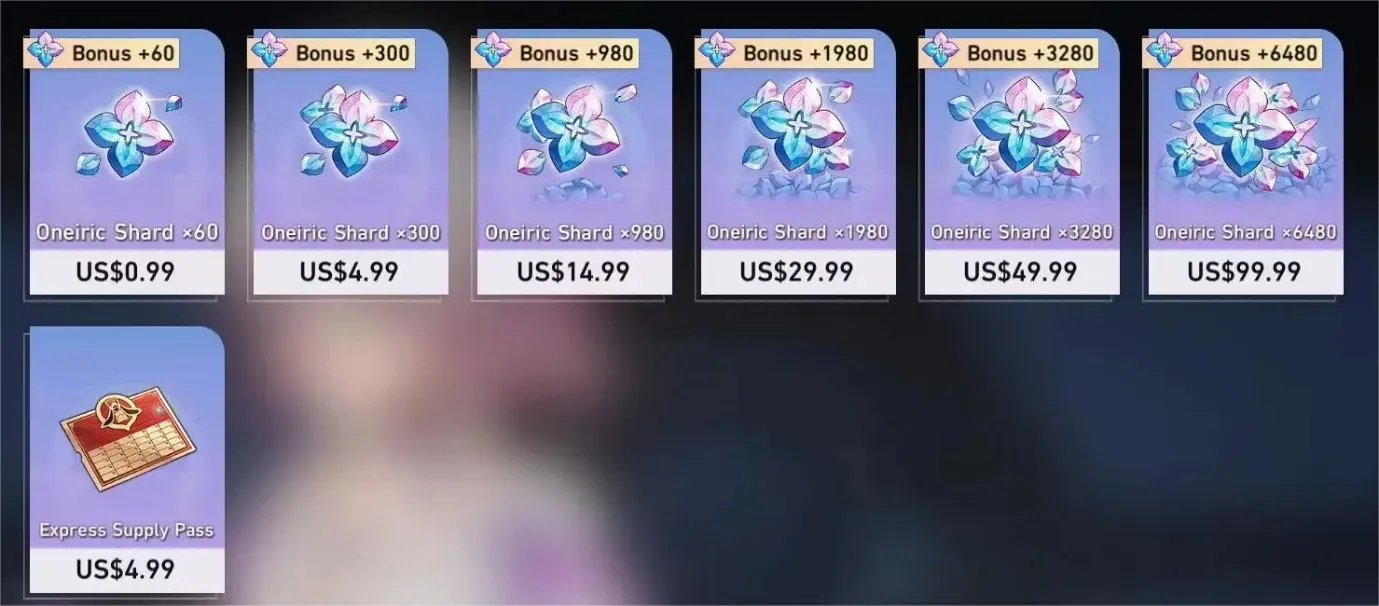 Oneiric Shard Top-up Bonus