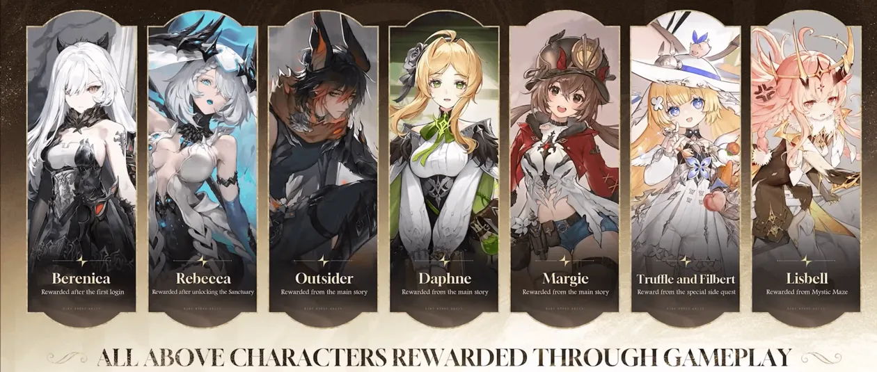 All above characters rewarded through gameplay