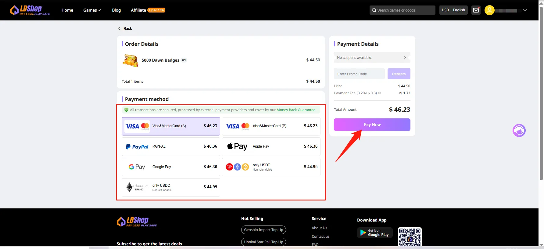 Step 3: Select Payment Method
