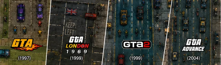 Classic GTA games including GTA 1 GTA 2 GTA London and GTA Advance