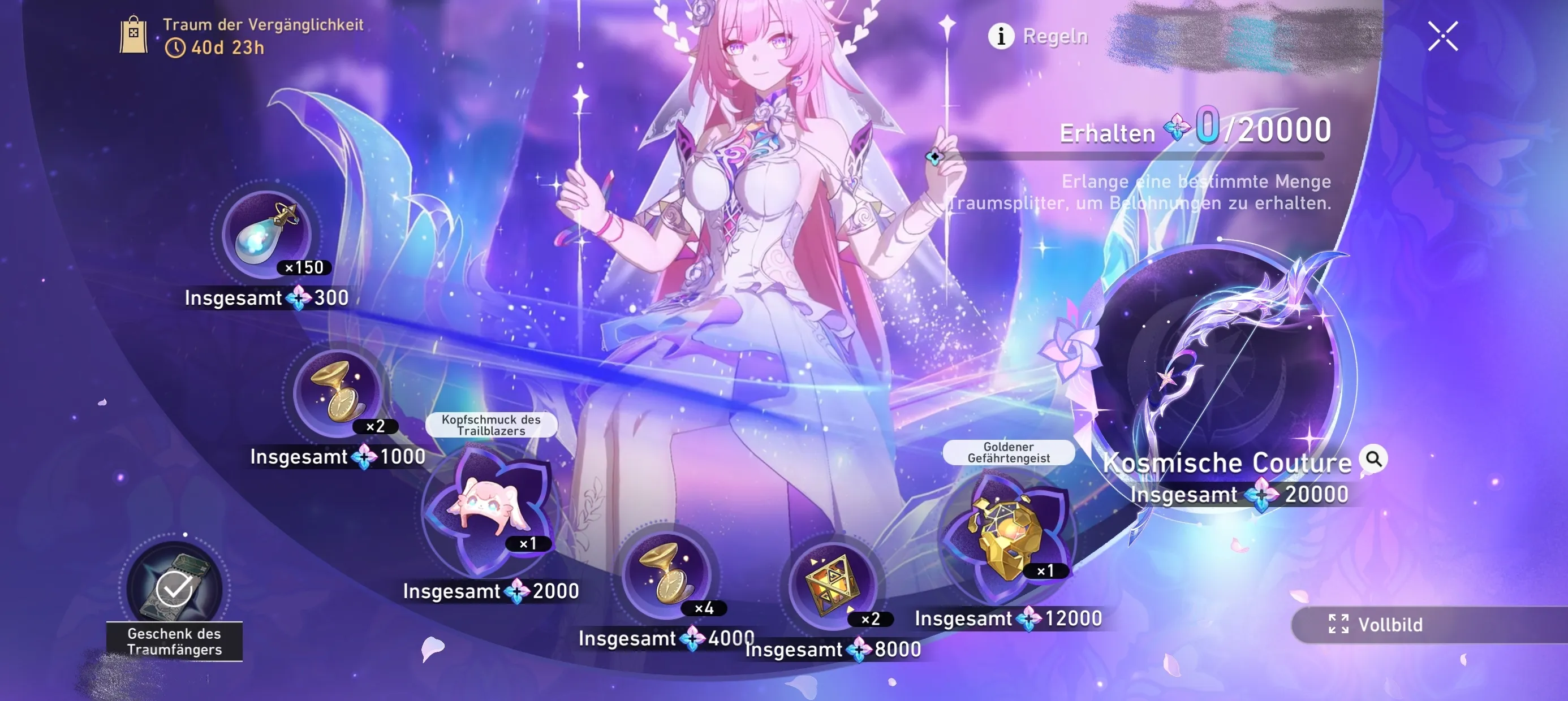 Aufladeaktion für Traumsplitter „Traum der Vergänglichkeit“