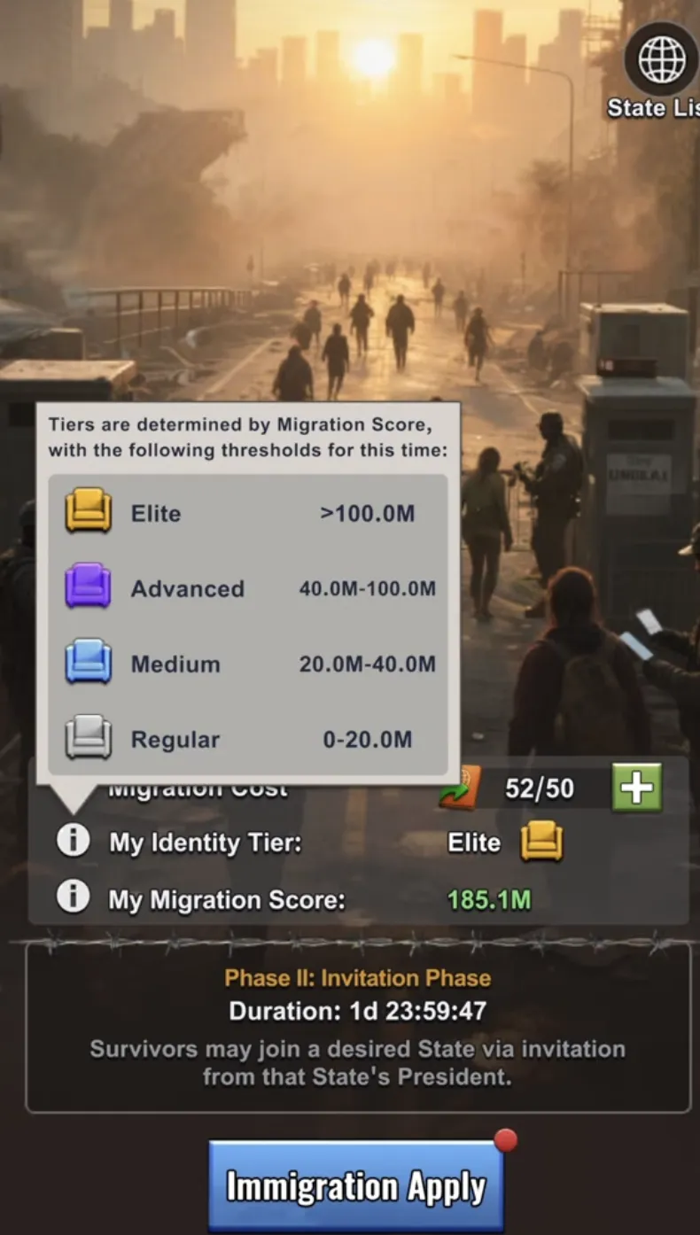 Migration Tier Thresholds | Last Z