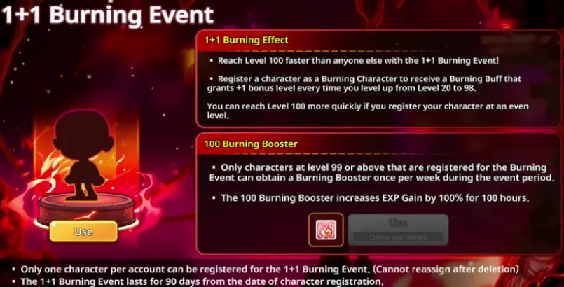 1+1 burning event