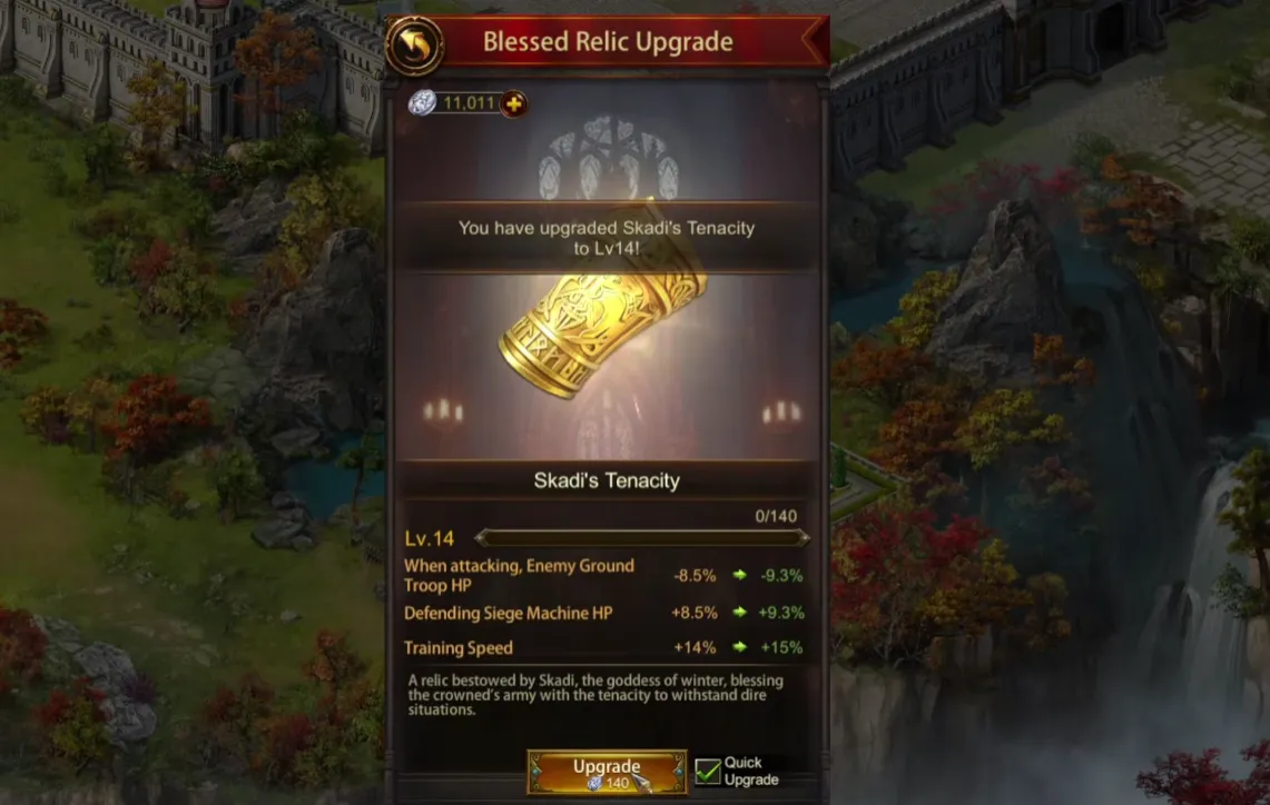 blessed relic upgrade