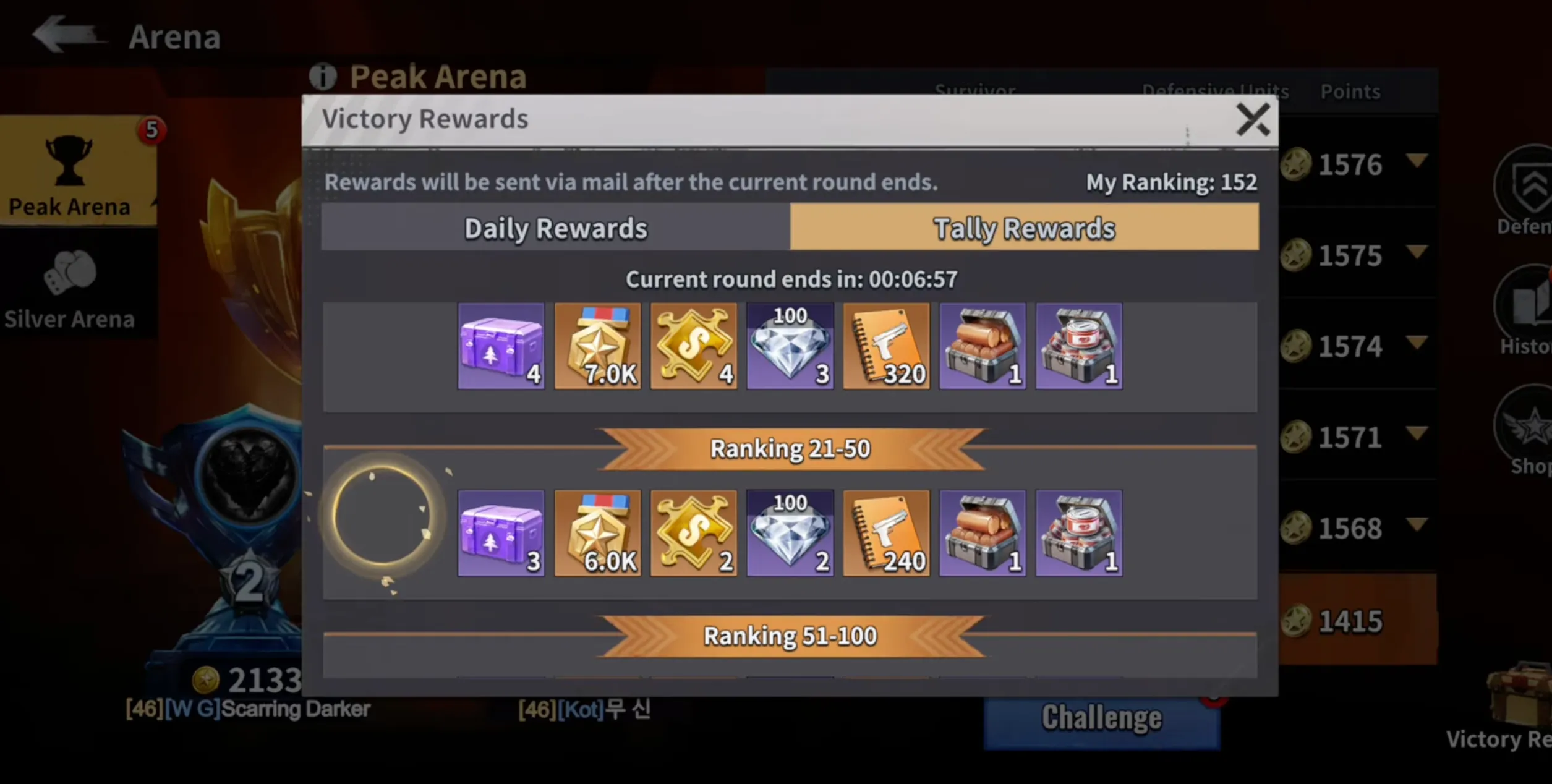 Arena Ranks and Rewards