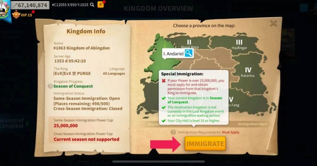 Rise of Kingdoms Immigration
