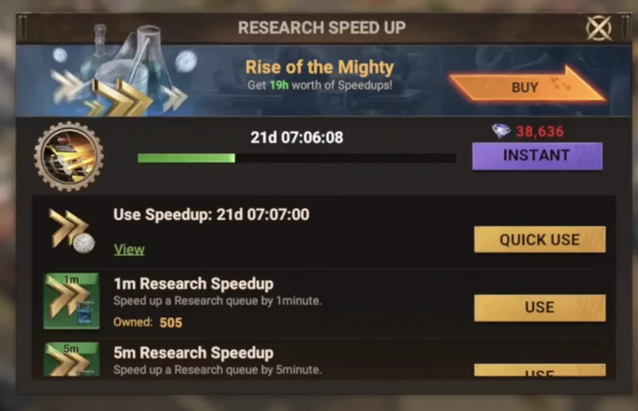 Research Speed up UI | Doomsday