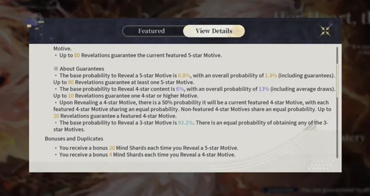 Four-Star Motive Rules