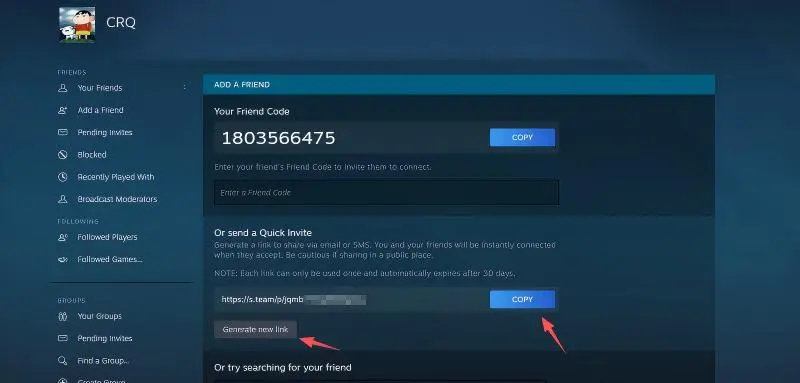 client-3.jpg Copy your friend invite link