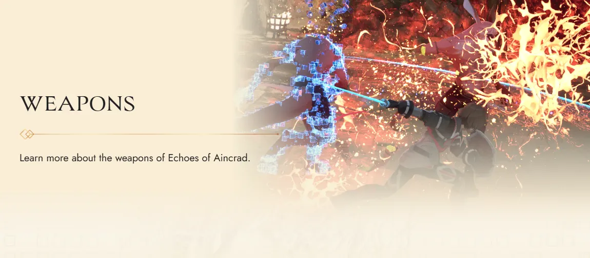 Echoes of Aincrad weapons overview