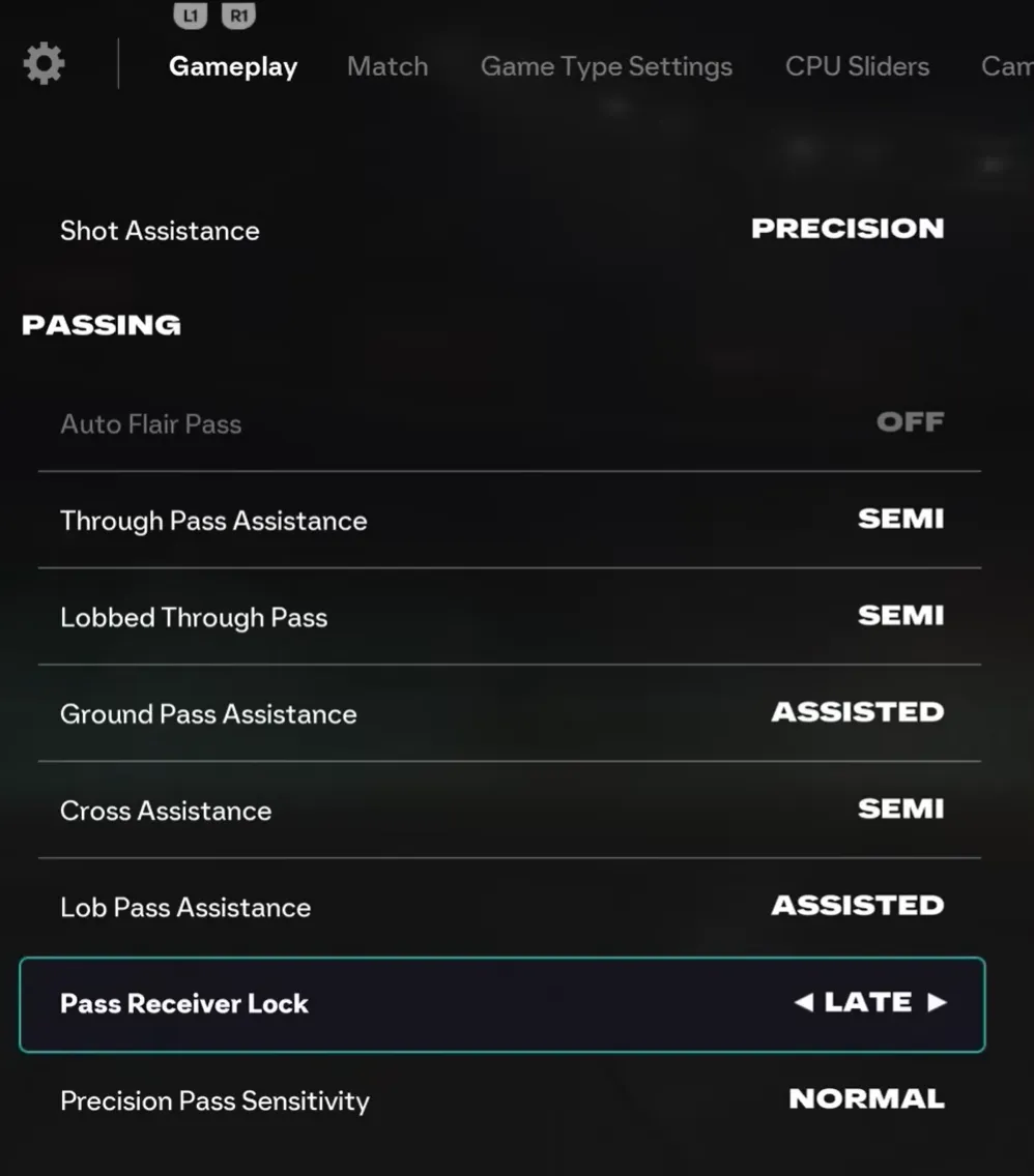 Passing Assistance Settings