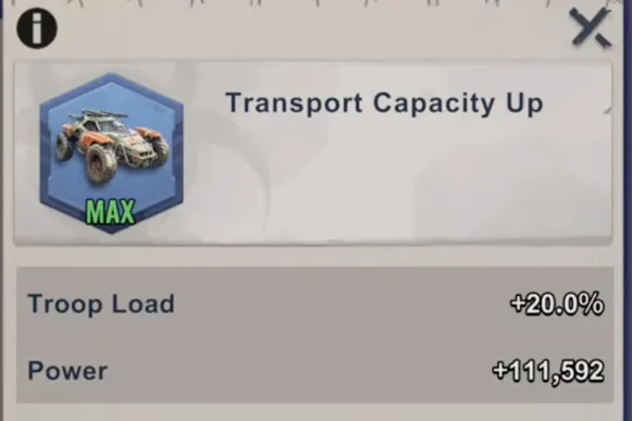 transport capacity up