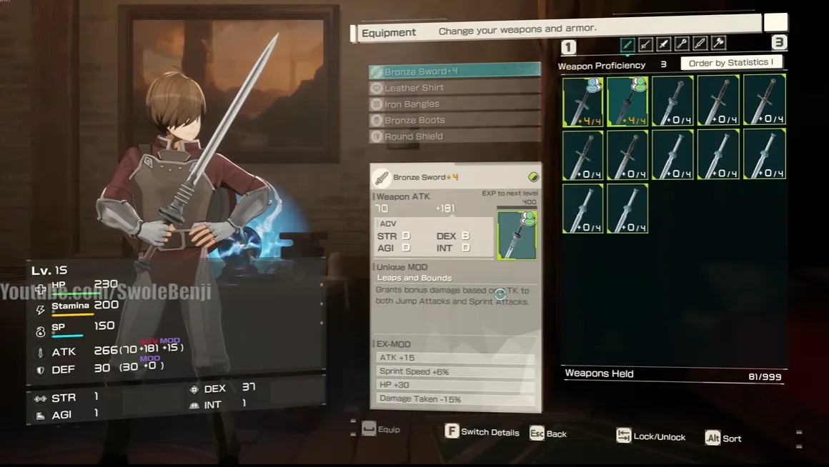 Echoes of Aincrad weapon inventory