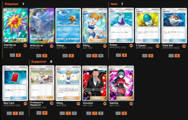 Starmie ex / Articuno ex deck