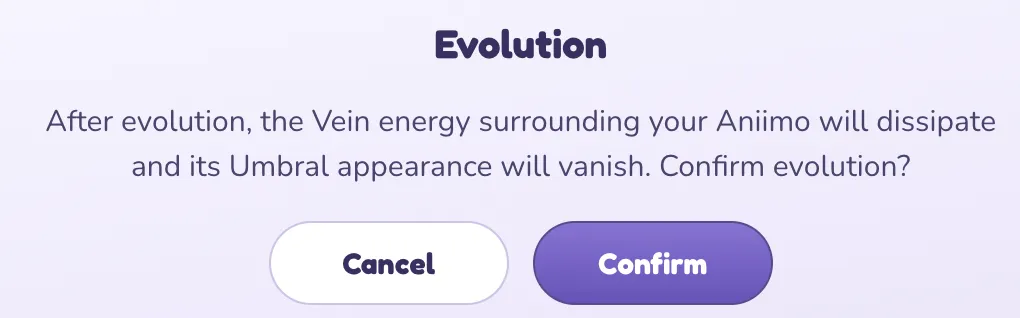 Aniimo Umbral evolution warning