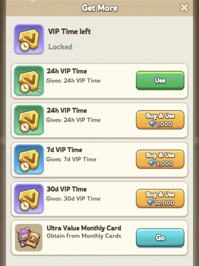 VIP Activation (VIP Time)