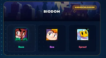 Brawl Stars Biodom Trio mit Rosa, Bea und Sprout