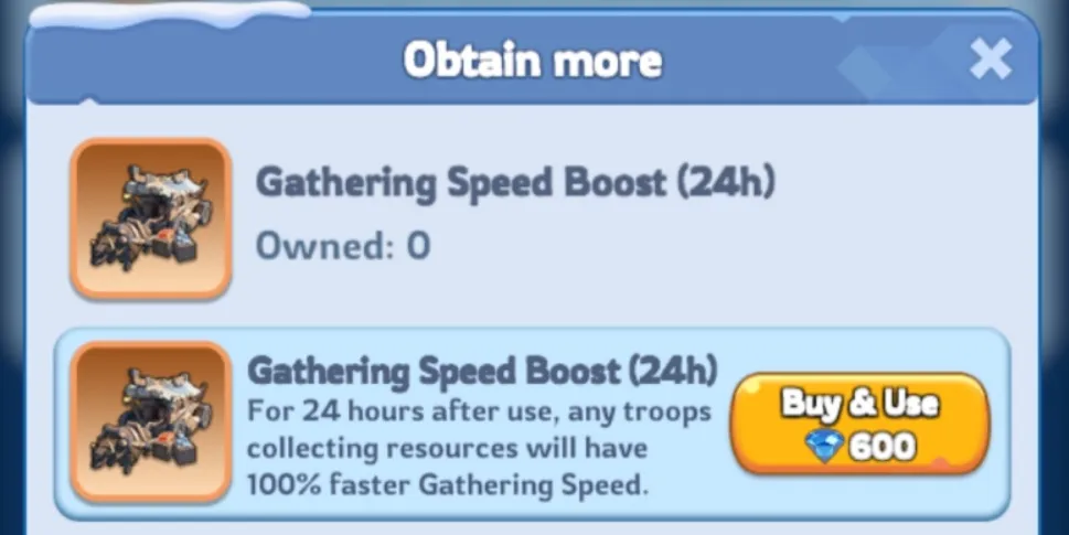 gathering speed boost