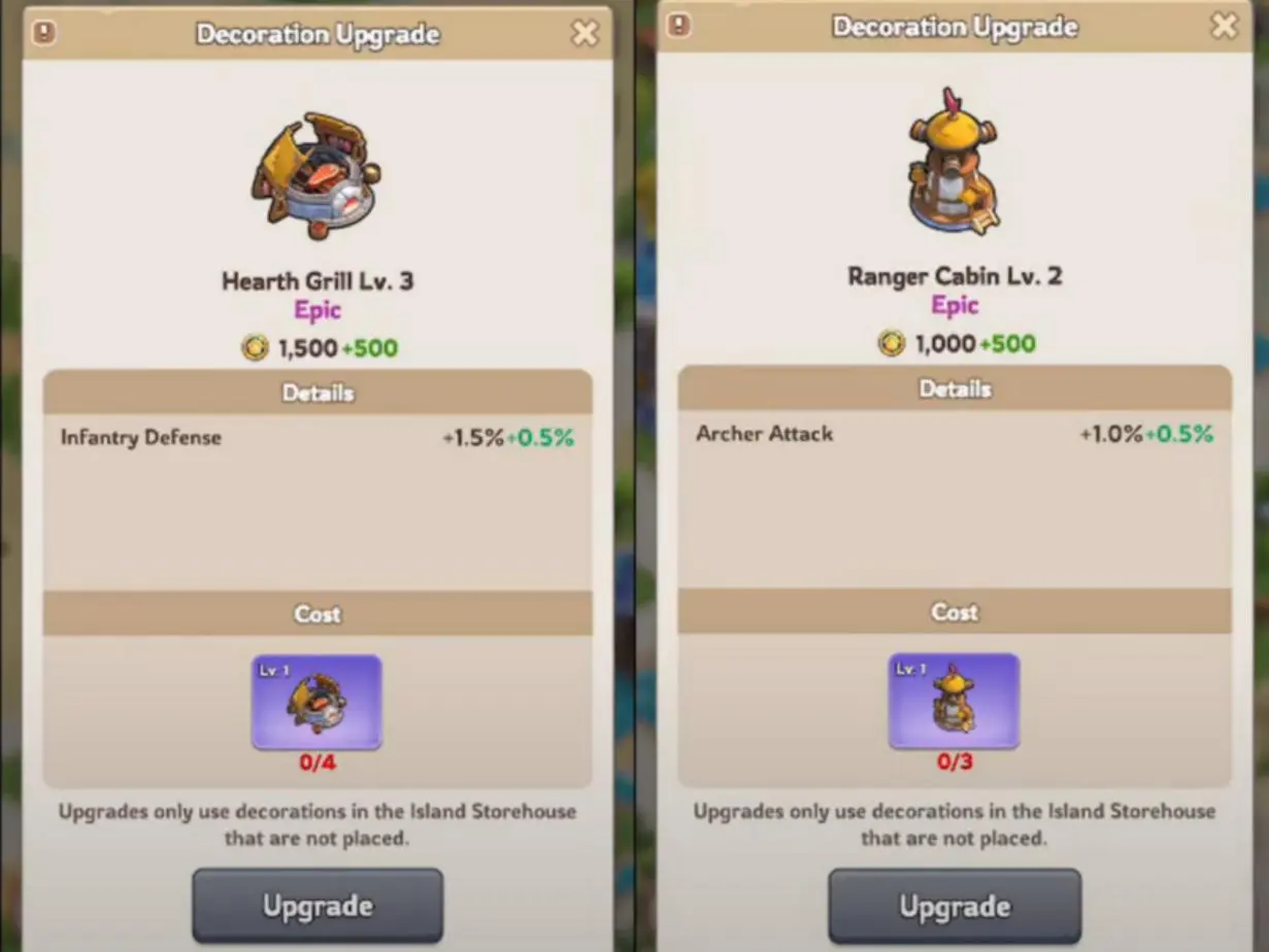 Upgrade buildings