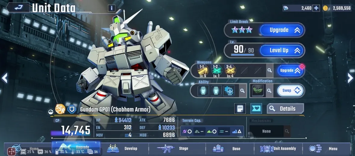 Gundam GP01 (Chobham Armor), (SSR Defender)