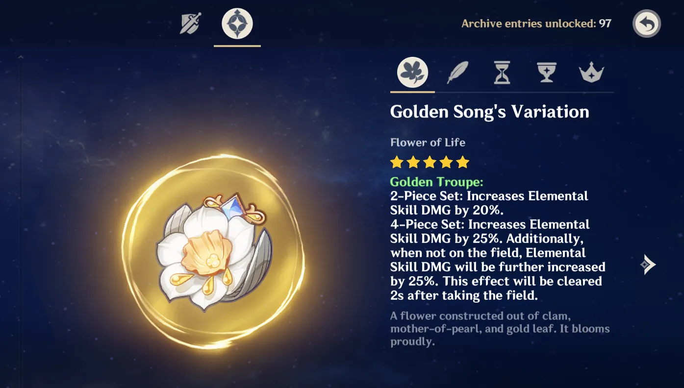  Golden Troupe artifact set 
