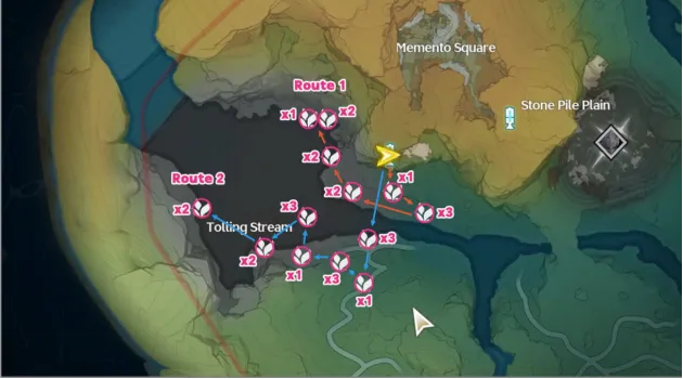 Wintry Bell Locations and Farming Route
