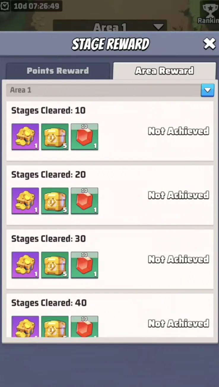 Area Reward Milestones | Stage-Cleared Rewards per Area