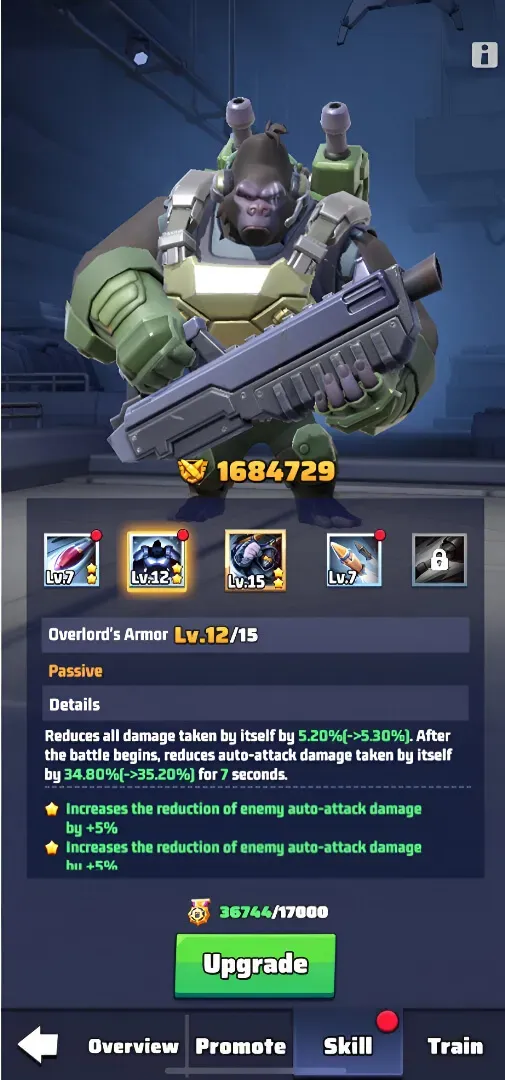 Overlord-Gorilla Skill-Bildschirm