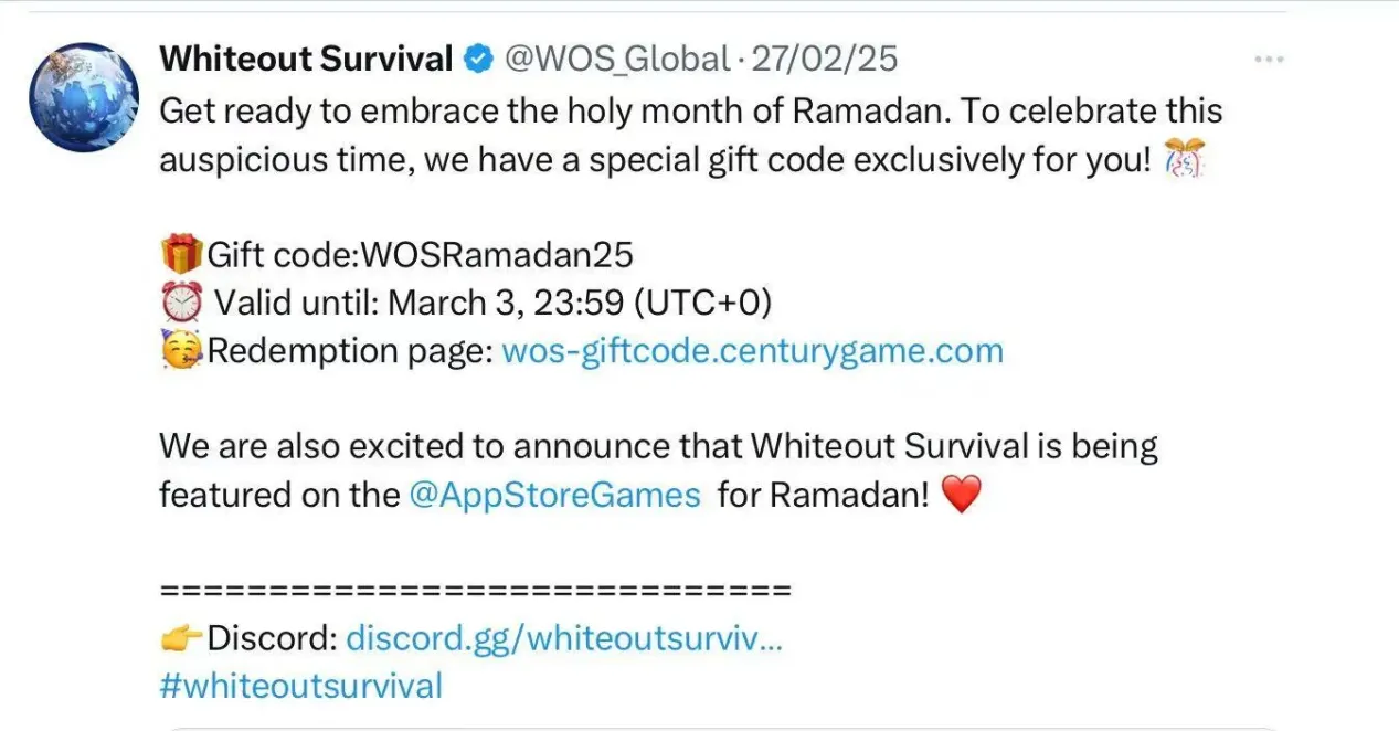 account ufficiale di Whiteout Survival