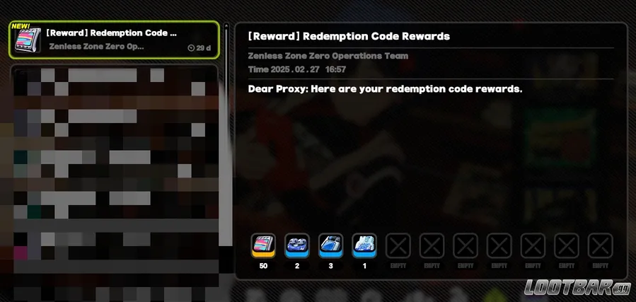 zzz Redeem Code in-game