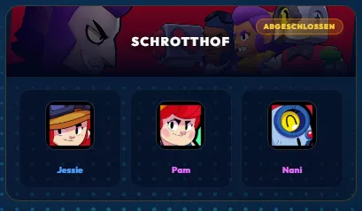 Brawl Stars Schrotthof Trio mit Jessie, Pam und Nani