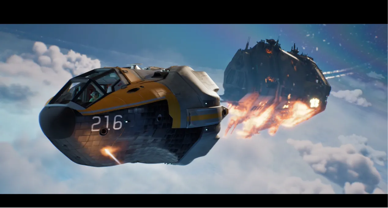 Halo: Campaign Evolved opening cinematic showing an escape pod leaving a damaged UNSC ship