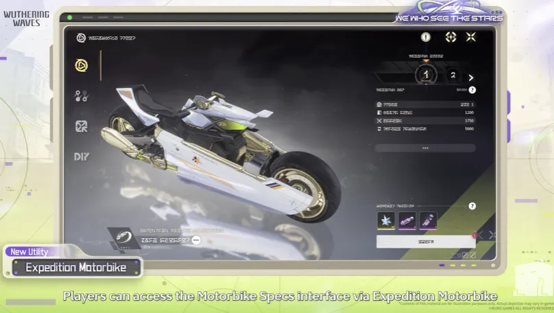 Motorbike Specs interface