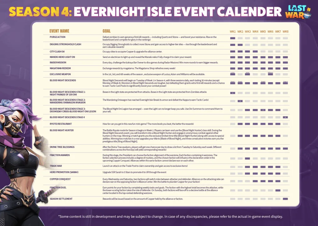 Official Season 4 Event Calendar