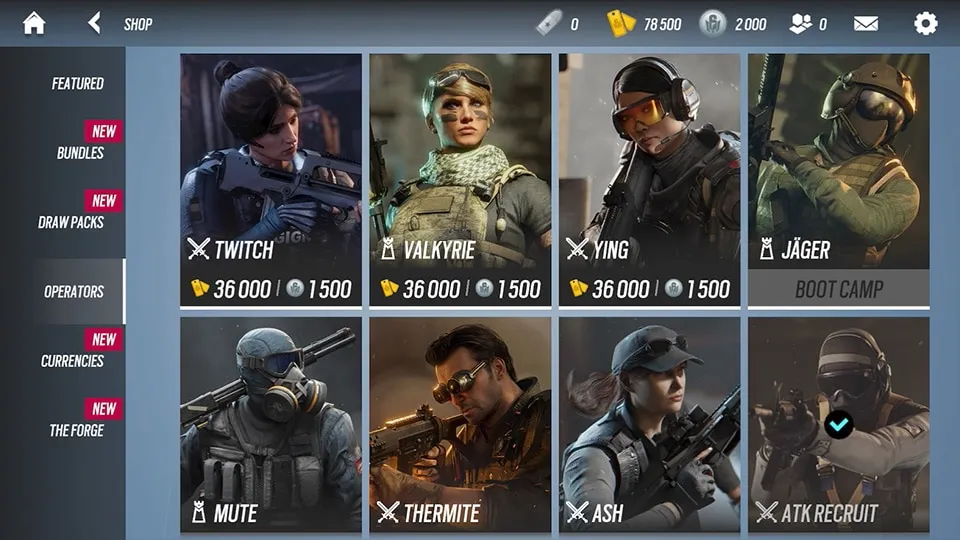 unlock Operators with Platinum.