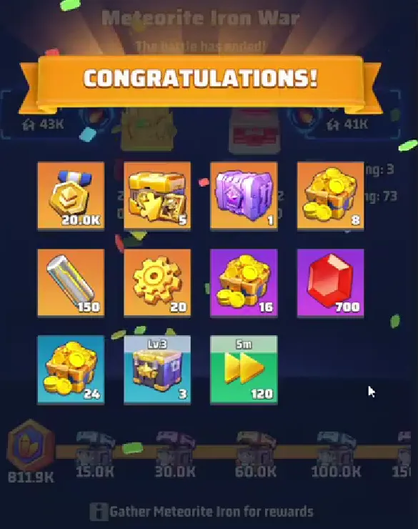 Meteorite Iron War rewards