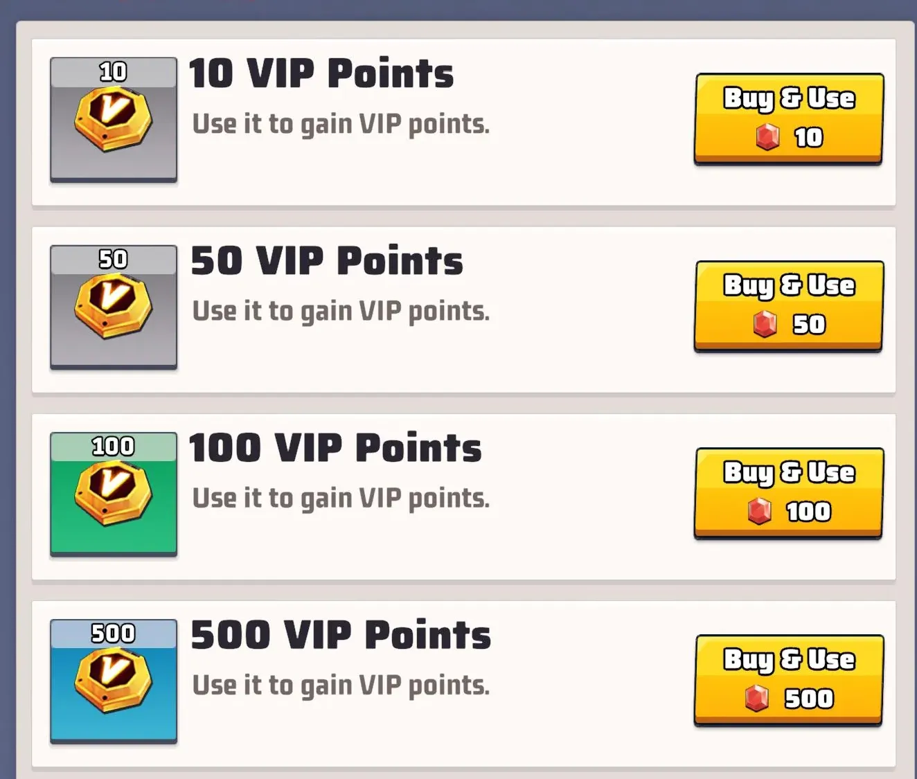 Buy VIP Points With Diamonds