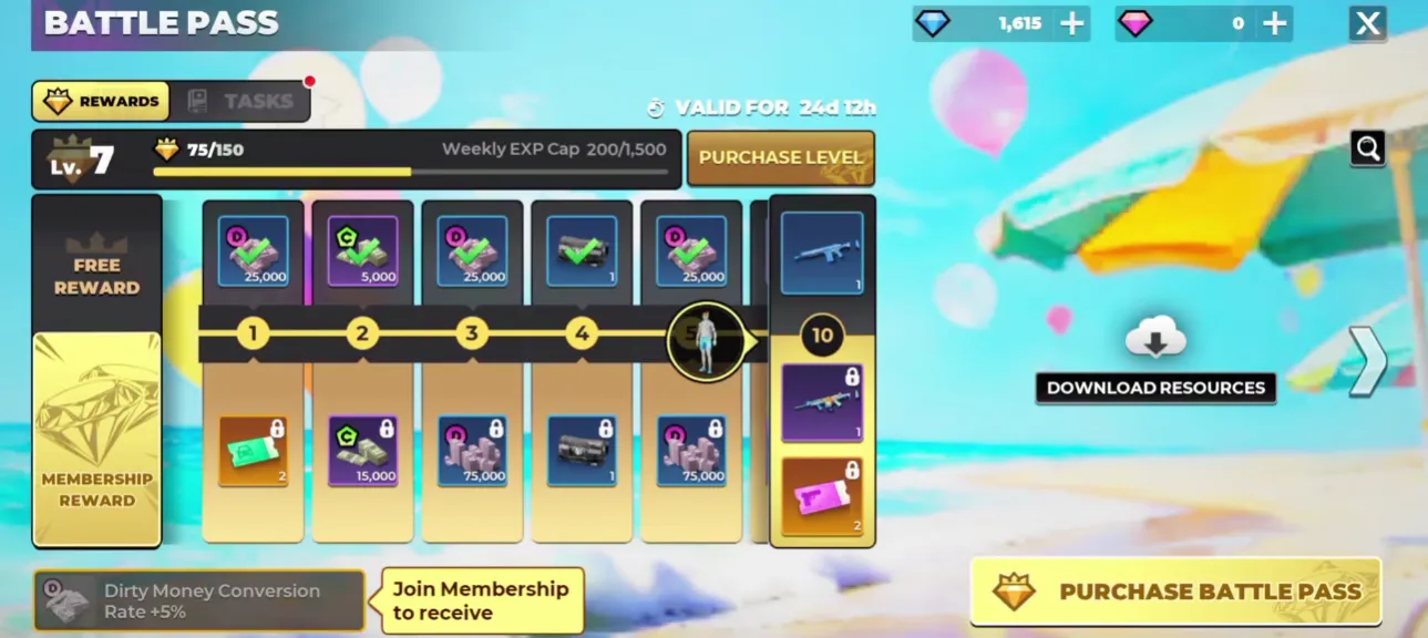Gangstar Mirage City Battle Pass rewards and tasks