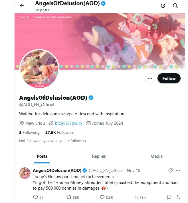 Compte officiel sur X : AngelsOfDelusion