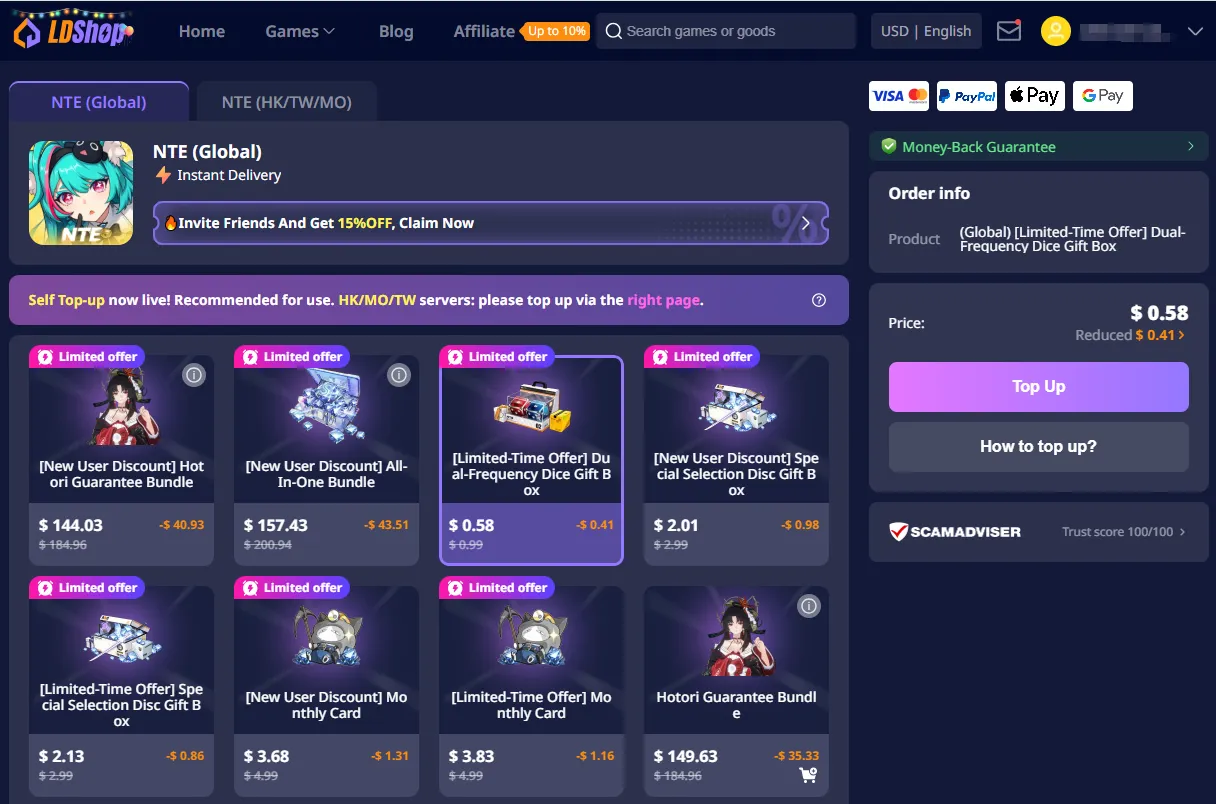 ldshop nte top up