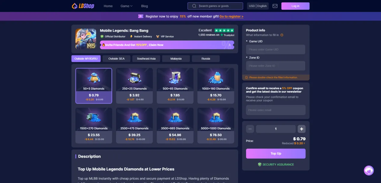mlbb LDShop top up