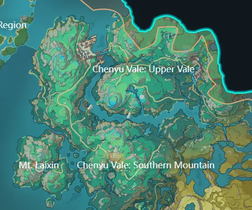 Genshin Impact Version 4.4 Chenyu Vale and Mt. Laixin map