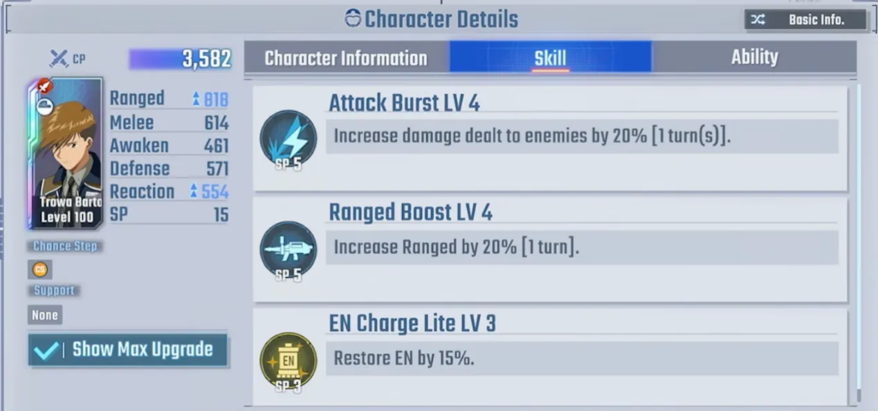Trowa Barton Skills