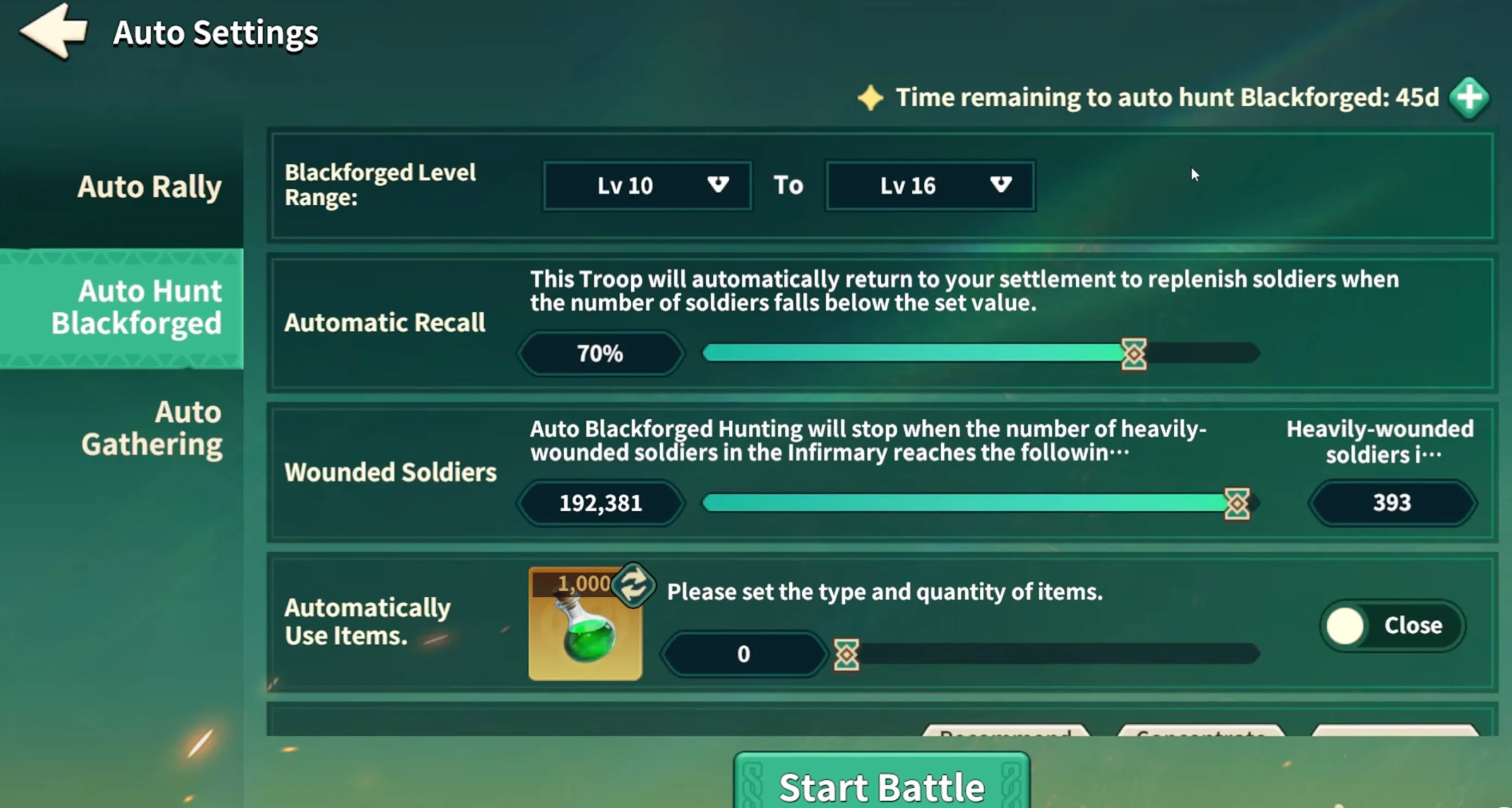 Fate War Tribal Showdown auto setting